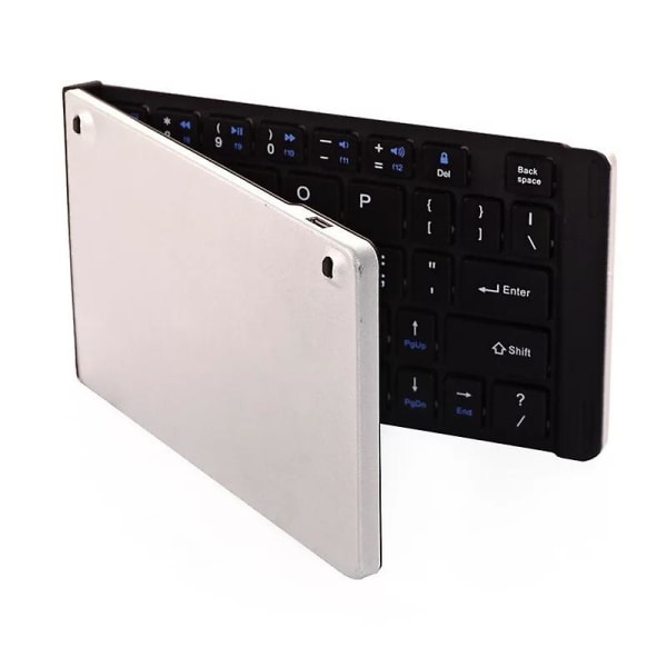 Dobbelt folde trådløst Bluetooth-tastatur, mini trådløst tastatur sølvfarvet