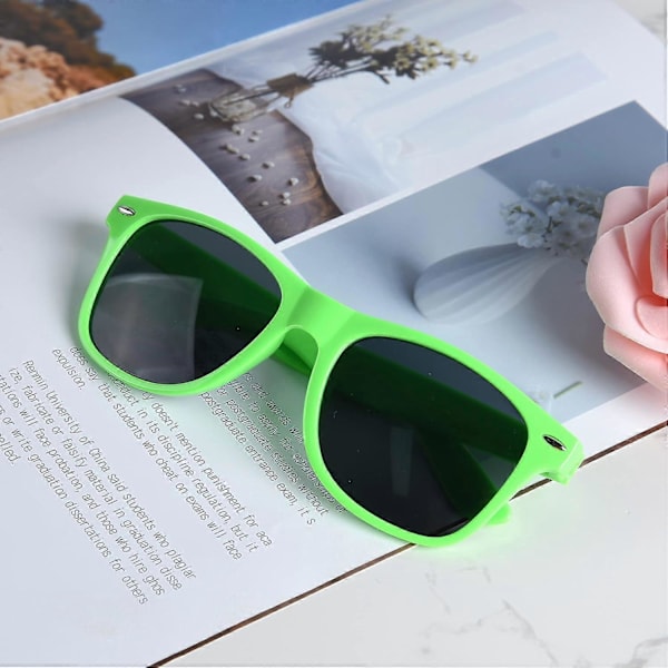 12 Pak Solbriller Neon Farver Solbriller Fest Favorer Goody Bag Fyld Bulk til Fødselsdagsfest Strand Pool Party, 12 Farver{ DB} Green