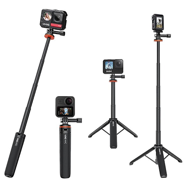 VRIG TP-08 Udvidet Tripod Stativ Kompatibel med GoPro Hero 11/10/9 Justerbar Actionkamera Holder med Lanyard Interface {DB}