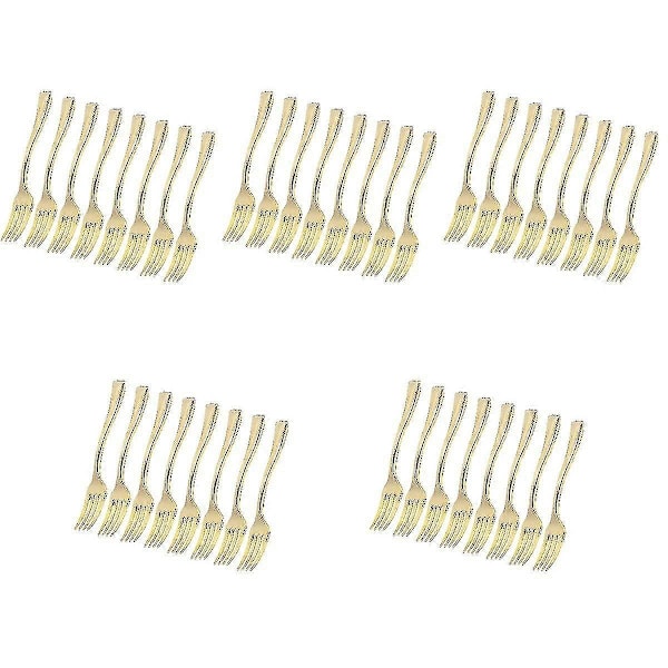 120 stk Engangs Mini Gaffler Frukt Dessert Pudding Gaffler Festutstyr For Restaurant Ktv (gull) [DB] 120 pcs