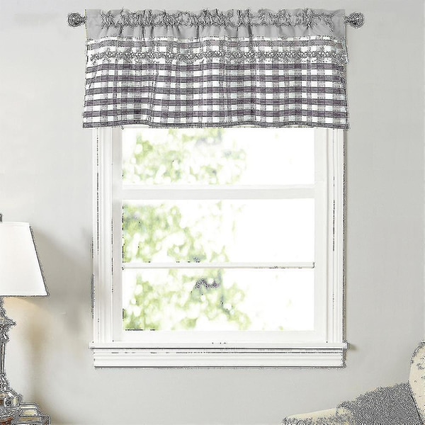 Kök Gardin Dekor Fönster Gardin Lyx Café Valance Topper Draperingar A db Light Grey 74cmx61cm