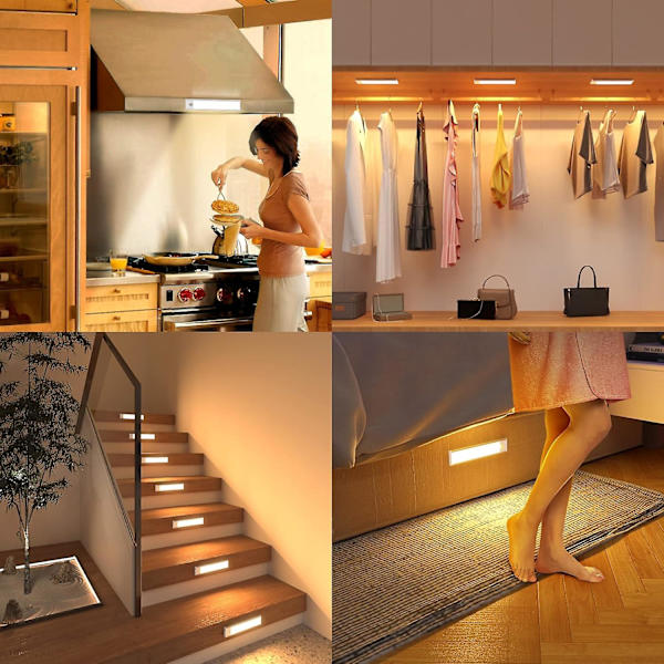 Skaplampe - 31 LED-er oppladbart LED-lys for innvendige skap, trådløs, magnetisk, dimbar LED-lampe bevegelsessensor, LED-lys 4000k