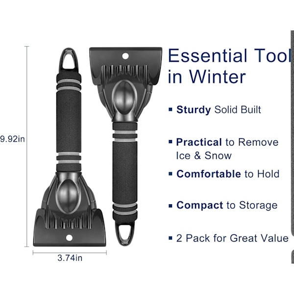 2 stk. bilsneskovl af plastik til fjernelse af sne, isskraber, isskraber, snefjernelsesværktøj