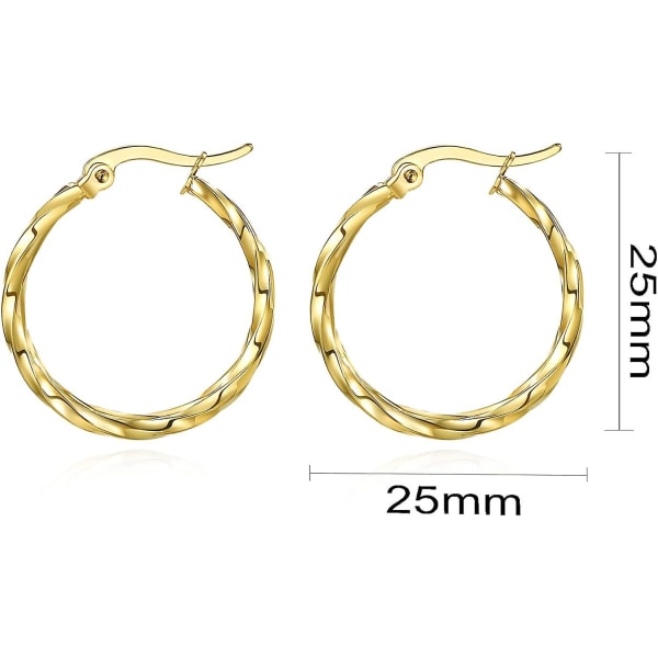 9 karat guld 3 Layer Twisted Hoop øreringe: Elegante guld Hoop øreringe til kvinder
