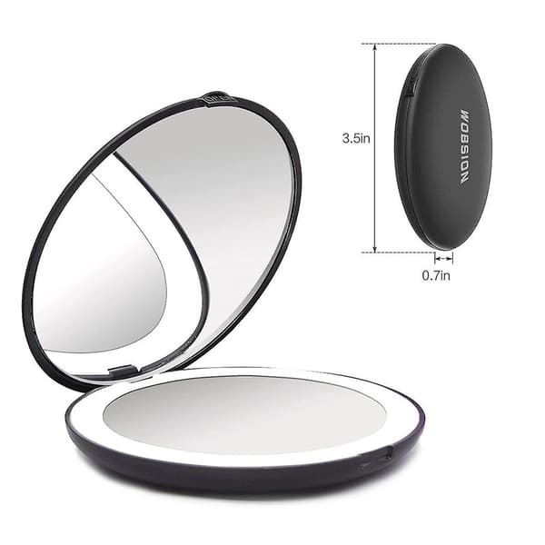 Led-taskupeili, 10-kertainen suurennus taskupeili valolla, musta DB