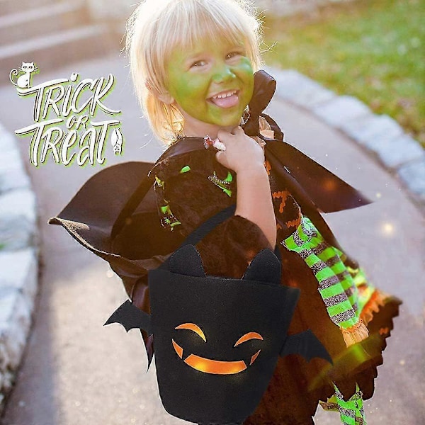 Halloween Trick or Treat-påsar Fladdermus Godishink Återanvändbar Canvasväska Bästa Halloweenfestpresenterna för Barn Halloween db