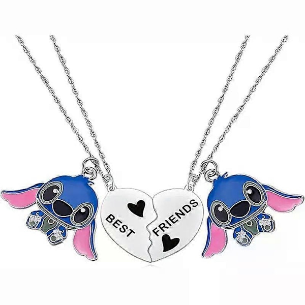 2 kpl Pariskunta Kaulakoru Uusi Disney Stitch Ruostumaton Teräs Hopea Ruusukulta Riipus Rakastavaiset Pariskunta Parhaat Ystävät Korut Lahjat [DB] a pair3