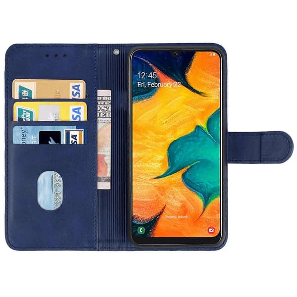 Lærtelefondeksel [DB] for Samsung Galaxy A30 / A20 / M10s Blue