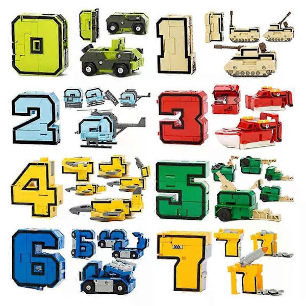 15 stk. Transformationsnummer Robot Legetøj DIY Kreative Klodser Deformation Byggeklodser Tidligt Pædagogisk Legetøj til Børn [DB] 15pcs no box