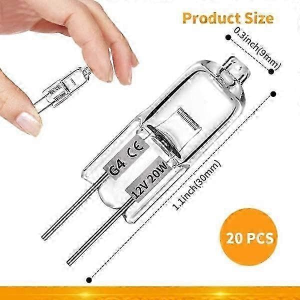 G4 halogenlampor 10W 12V - Varmvitt - 20-pack [DB] 20W
