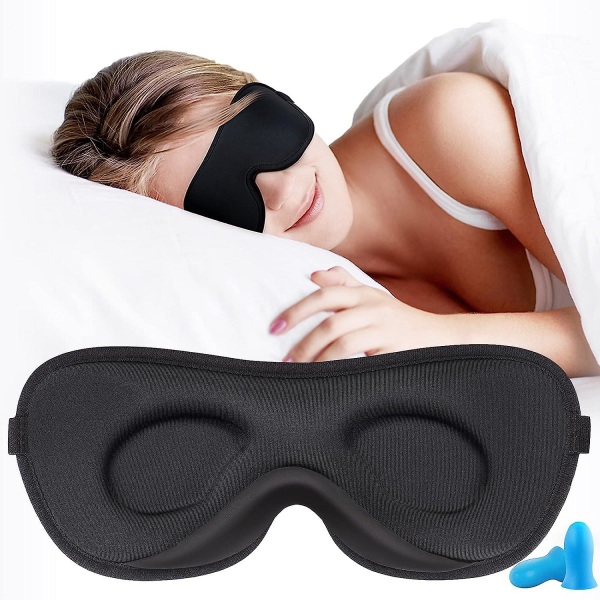 Blackout øjenmaske til at sove Ultratynd søvnmaske til kvinder mænd, sovemaske til sidesover Glat hudvenlig glat lycrastof 3d Contou