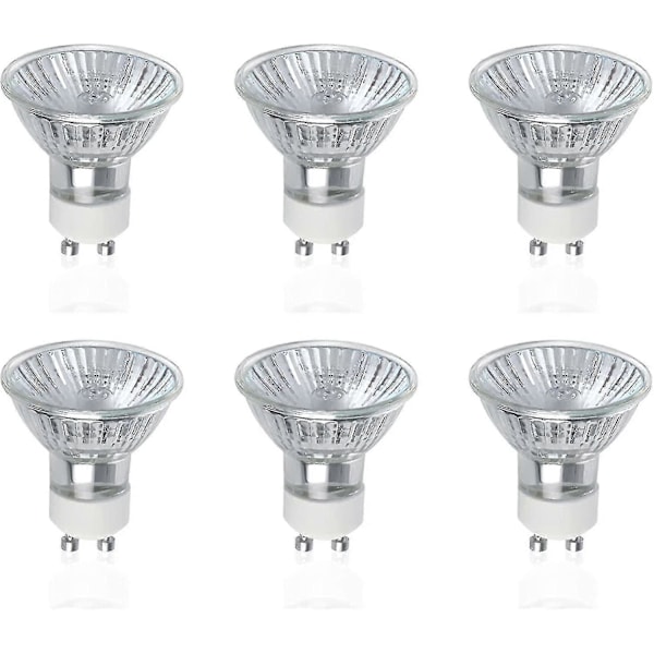 Gu10 Halogeenilamput, 6 kpl pakkaus 50W Gu10 halogeenispotit, AC 220v-240v, 700 lumenia, 40 asteen valokeila, 2800k lämmin valkoinen, himmennettävä [Db]
