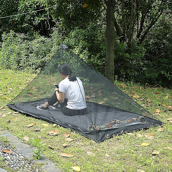Camping Myggnetting Lett Kompakt Mesh Insektnett Dekke for Reise Utendørs DB Black