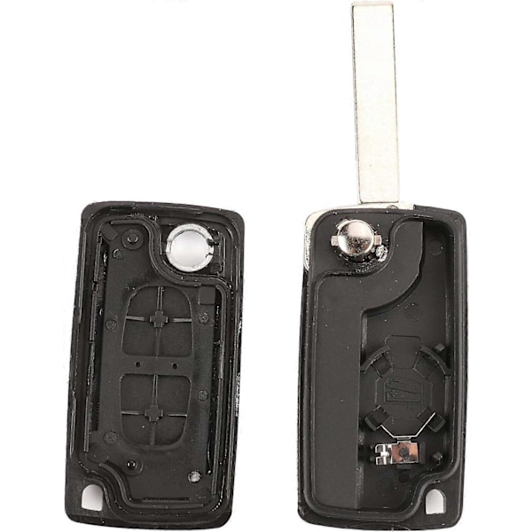2 Knapper Nøglehus Kompatibel CE0536 Folde Flip Nøgle til Peugeot 207 307 308 C [DB]