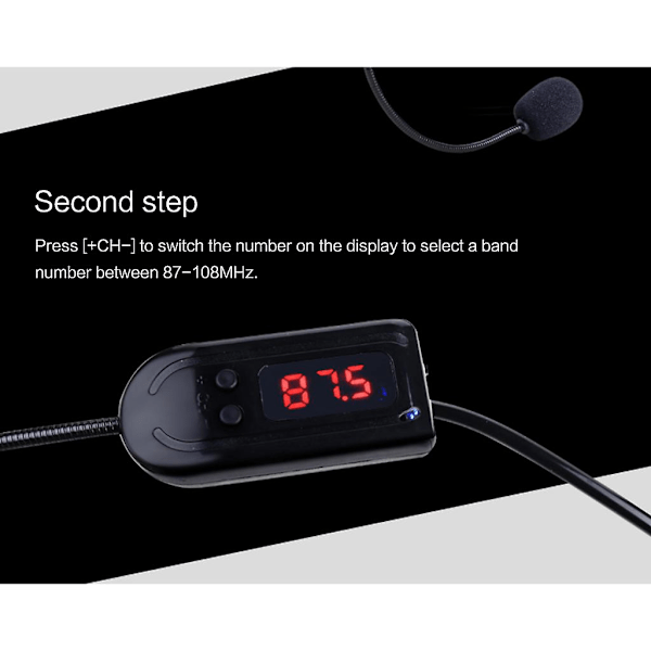 Sort bærbar FM trådløs mikrofon headset radio megafon til guideundervisning møde forelæsninger forsyninger db Black