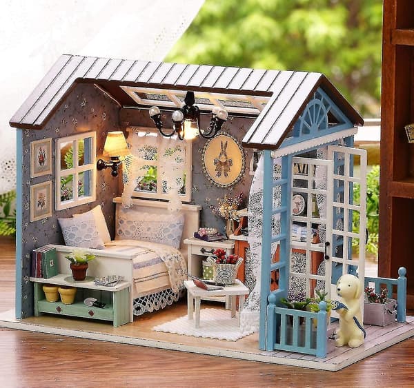 DIY Miniature Dukkehus Sæt, 1:24 Skala Træ Mini Dukkehus Tilbehør Med Møbler Til Børn T[DB]