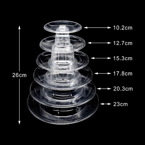 Rund macaron tårn 6 lag transparent kage stativ til bryllup fødselsdagsfest dessert wienerbrød display stativ