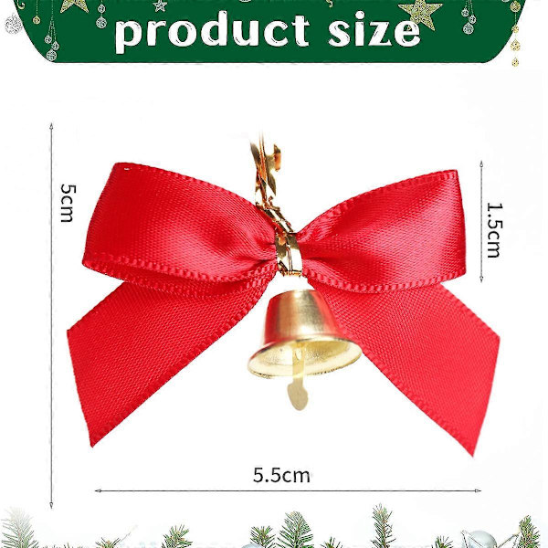 Julebånd for gaveinnpakking Forhåndslagde glitter mini juletrær med bjeller Twist Tie Bånd for godteriposer Forhåndsbundet små b [DB] red