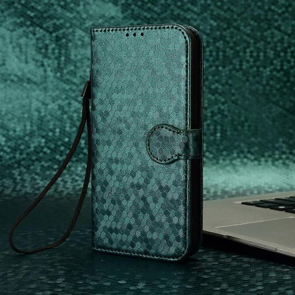 Honeycomb Dot Textur Läder Telefonfodral För Doogee Note 58 / Note 58 Pro [DB] Green