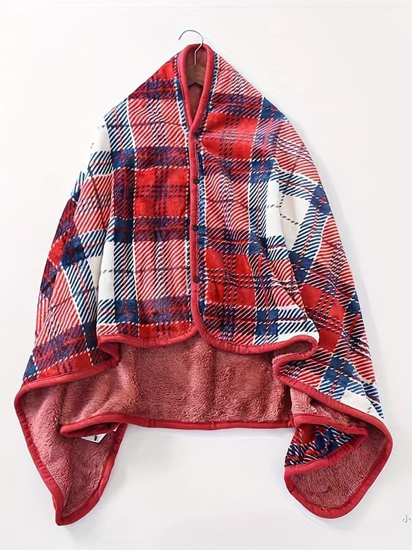 Shawls, kapper, tæpper fortykket efterår og vinter varme, airconditionerede tæpper lur, spænde tæppe, egnet til S til L segment af t [DB] Navy Blue One-size