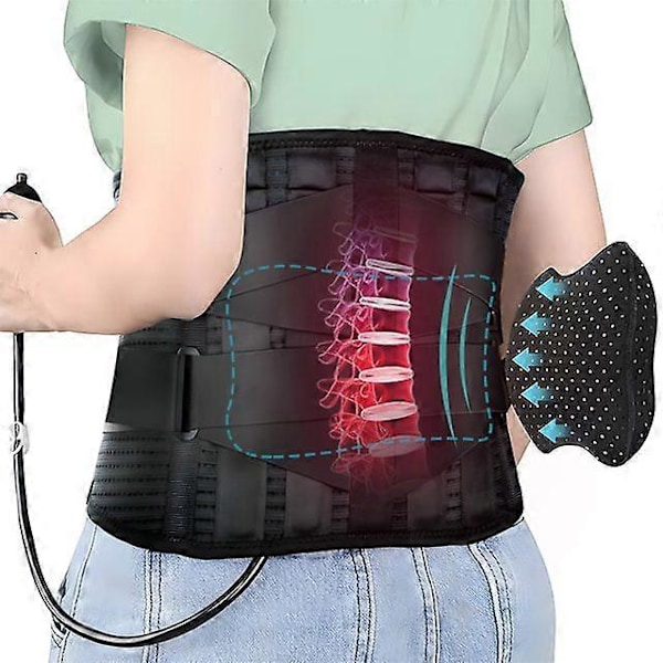 Ländryggsstöd med uppblåsbar kudde Lindra Smärta i Midjan Dubbla Justerbara Stödband Nedre Ryggstöd för Diskbråck [db] With inflatable pad XL