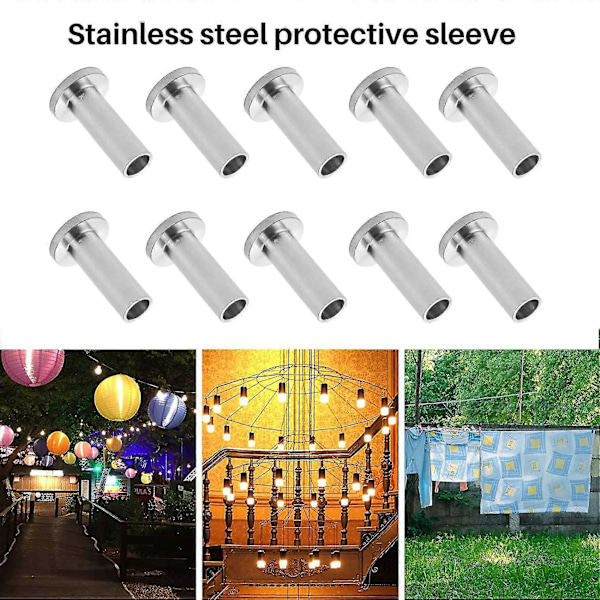 20 stk. T316 Rustfrit Stål Beskyttelseshylstre til 1/8 tommer 5/32 tommer 3/16 tommer Kabelgelænder Kit, træ Zekai db
