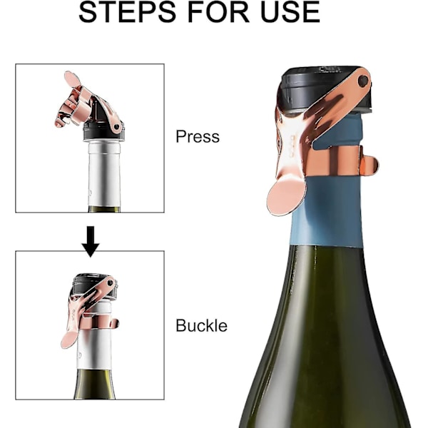 Champagnestopper, 2 st Rostfritt Stål Champagneflaskpropp För Cava Prosecco Mousserande Vinpropp TY [DB] Rose gold 2pcs