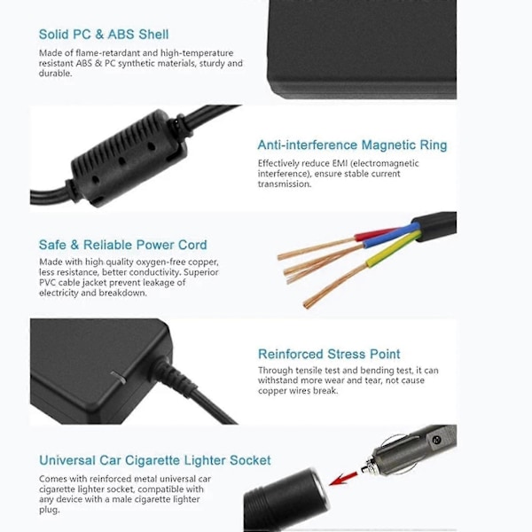12v 15a 160w Bilkonverter 220v Til 12v Billader Adapter Konverter Bil Hjem - Lighter Konverter EU Stik [Db] black