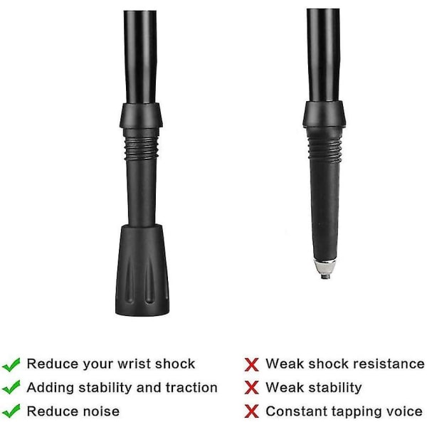 Gummispids 16 stykker erstatning for Vandrestang Trekking Vandrestave Sort [DB]