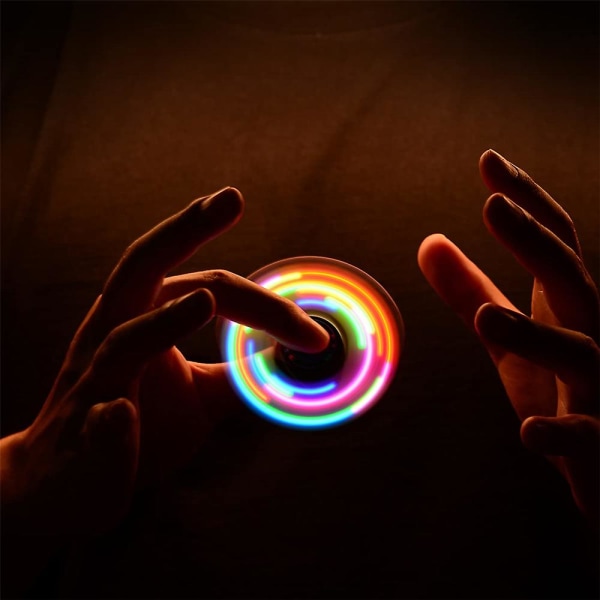 Lysende LED-lys Spinn top Fingerspids Gyroskop Lysende Spinner Børn Finger Fidget Sensorisk Legetøj Stress Relief Gave db Silver
