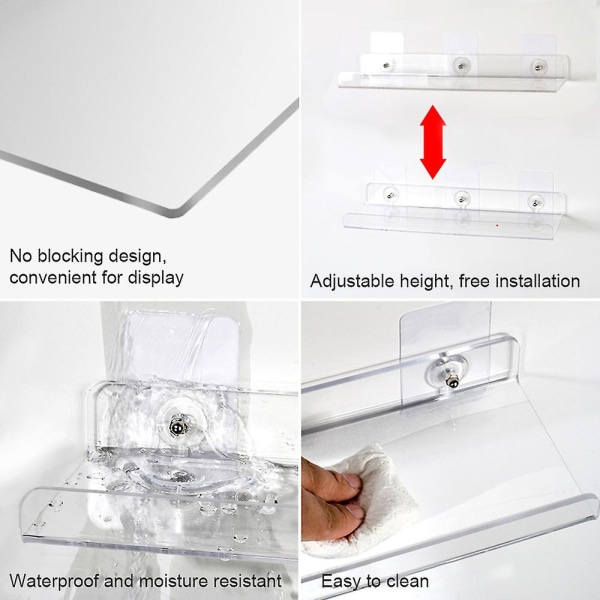 Flydende hylder sæt med 2 - Udvid nemt vægplads - Lille væghylde i akryl til soveværelse, badeværelse, spilleværelse, stue, kontor (30*10 cm)