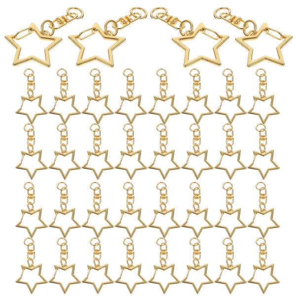 60pcs Diy Star Shaped Spring Snap Keychain Clip Metal Swivel Clasp Snap Hook With Chain