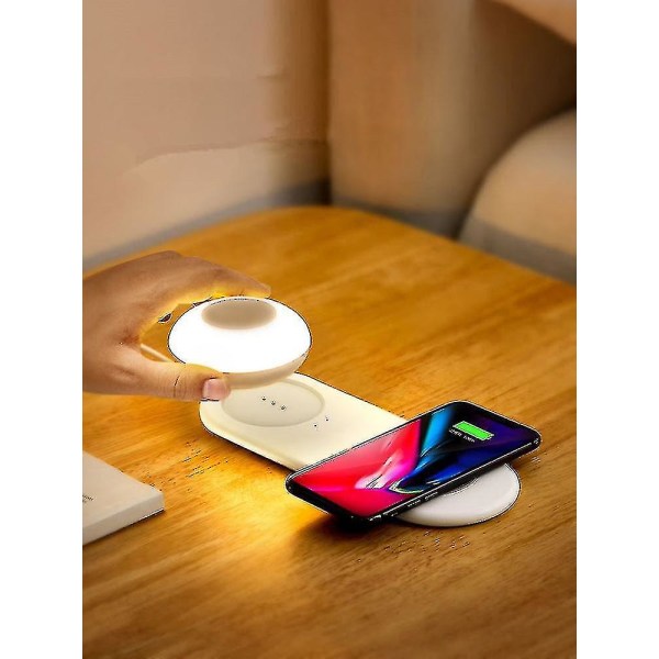 10w magnetisk trådløs oplader kompatibel med Iphone Xiaomi Huawei Android smartphone, med led genopladnings natlys
