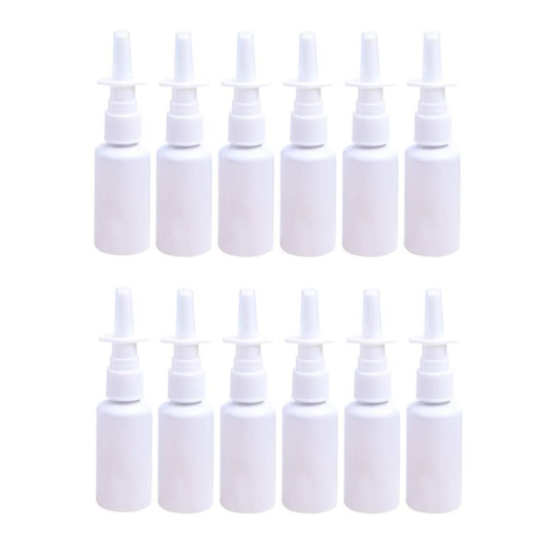 30 ml vita tomma nässprayflaskor i plast Pumpspruta dimnässpray påfyllningsbar flaska, paket med 12 DB