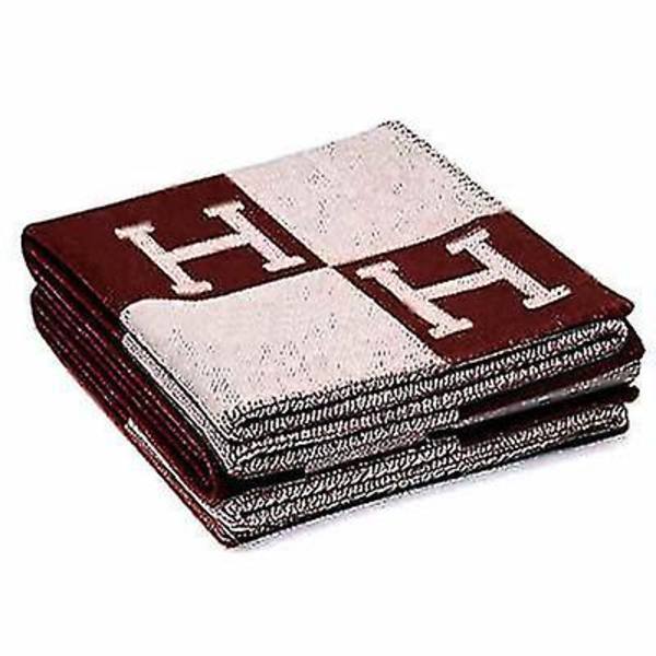 Strikket Kunstig Ull Kashmir Varm Teppe Sofa Teppe DB Wine Red