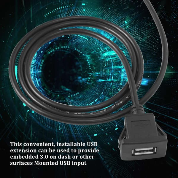 Bil Dashboards Flush Mount USB Han til Hun Stikforlængerpanel Kabel 1M [Db] black