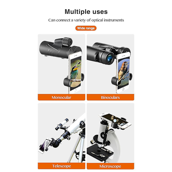 Universal Mobiltelefon Adapter Beslag Klip Montering Blød Gummi Materiale Til Kikkert Monokular Spotting Scope Teleskop [DB] black