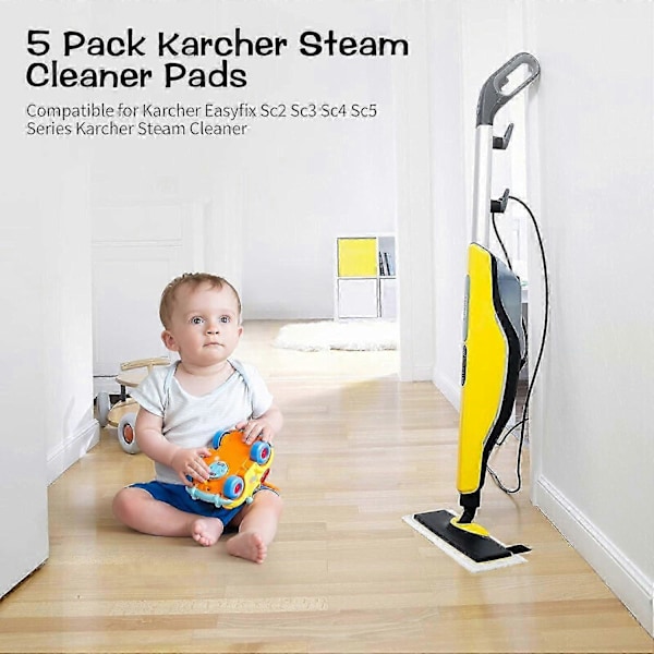 5-pack Kärcher Ångmoppdukar, Kärcher Ångmopp Tillbehör, Kompatibla med Kärcher Easyfix Sc2 Sc3 Sc4 Sc5 Serien Kärcher Ångmopp [db]