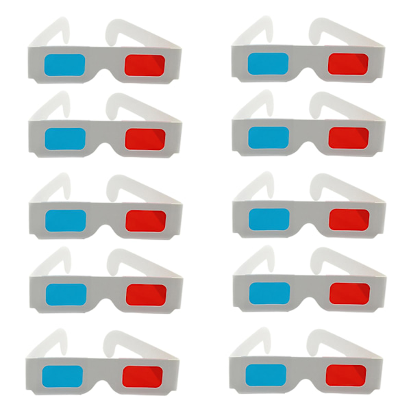 10/50/100 Par 3D-glasögon Anaglyf Bilder Vikbar Design Röda/Blå Filter Pappersglasögon Modeaccessoarer {db} 10 pcs