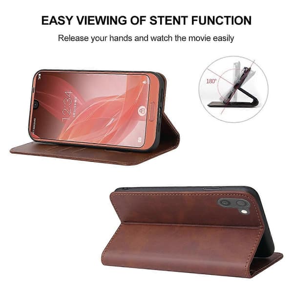Magnetiskt läderfodral för Sharp Aquos R2 [DB] Brown