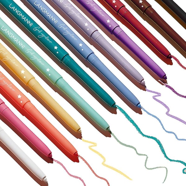 12-färgad eyeliner-set matt eyeliner penna vattentät färgglad flytande eyeliner-kit