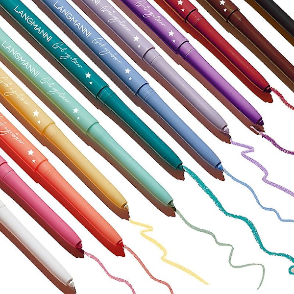 12 väriä eyeliner-setti matta eyeliner-kynä vedenpitävä värikäs nestemäinen eyeliner-setti