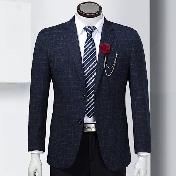 Rosblommor Lapel Nål Herrar Bröllop Handgjord Brosch Knapphål Brudgummar [DB] Blue