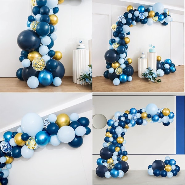 13:e födelsedagsdekorationer i blått med ballonger och girlang