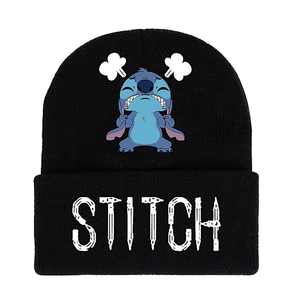 Lilo & Stitch Tegneserie Trykt Manchet Beanie Hat Voksen Børn Unisex Vinter Varmt Strikket Skihue Fødselsdag Gave DB C