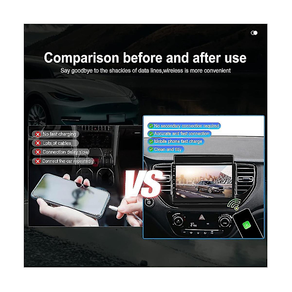 Automaattinen langaton CarPlay-sovitin autoon, jossa USB-liitäntä ja Plug and Play -ominaisuus