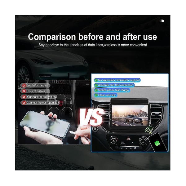 Bil kablet til trådløs Carplay-adapter, bilstereo med USB Plug and Play Smart Link-telefon automatisk [dB}