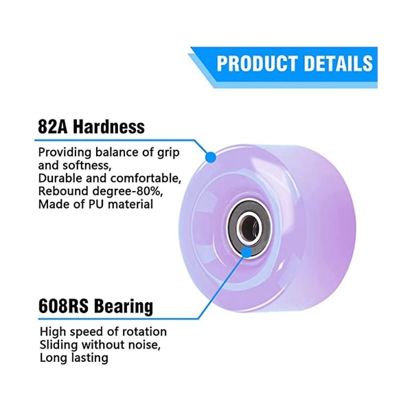 8-piece 32 X 58mm, 82a Skate Wheels With Bearings, 2 Toe Plugs, Replacement Parts For Outdoor Or Indoor Use