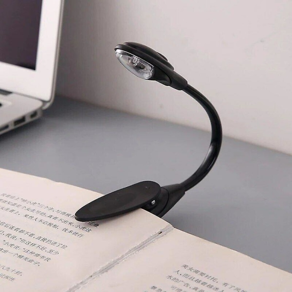 1st Mini Flexibel Clip-on Bright Book Light Laptop Vit Led Book Läslampa Lampa Läs Clip Light Portabel Led Mini Lampa Svart