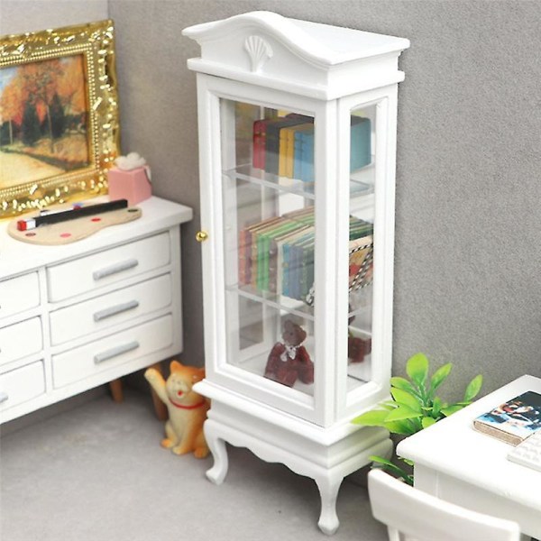 1/12 Miniatyr möbler skåp trä enkel dörr bokhylla showcase för kök matsal